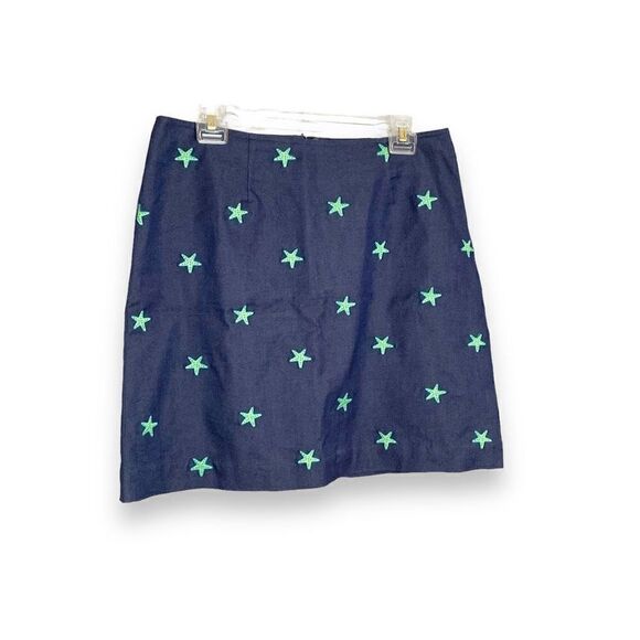 Lilly Pulitzer Women’s Skirt Blue Denim Green Starfish Print A-Line Above Knee 8 - Picture 2 of 8